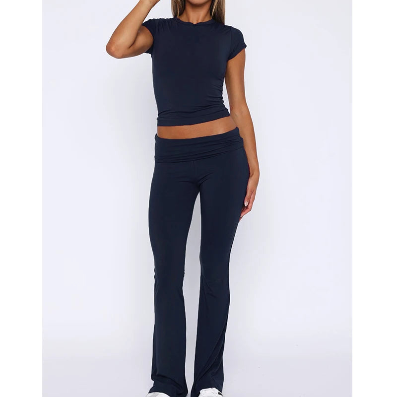 Ensemble Femme Y2K – Crop Top & Legging Été