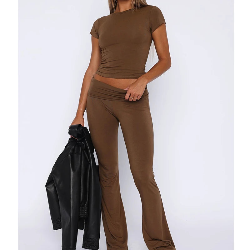 Ensemble Femme Y2K – Crop Top & Legging Été