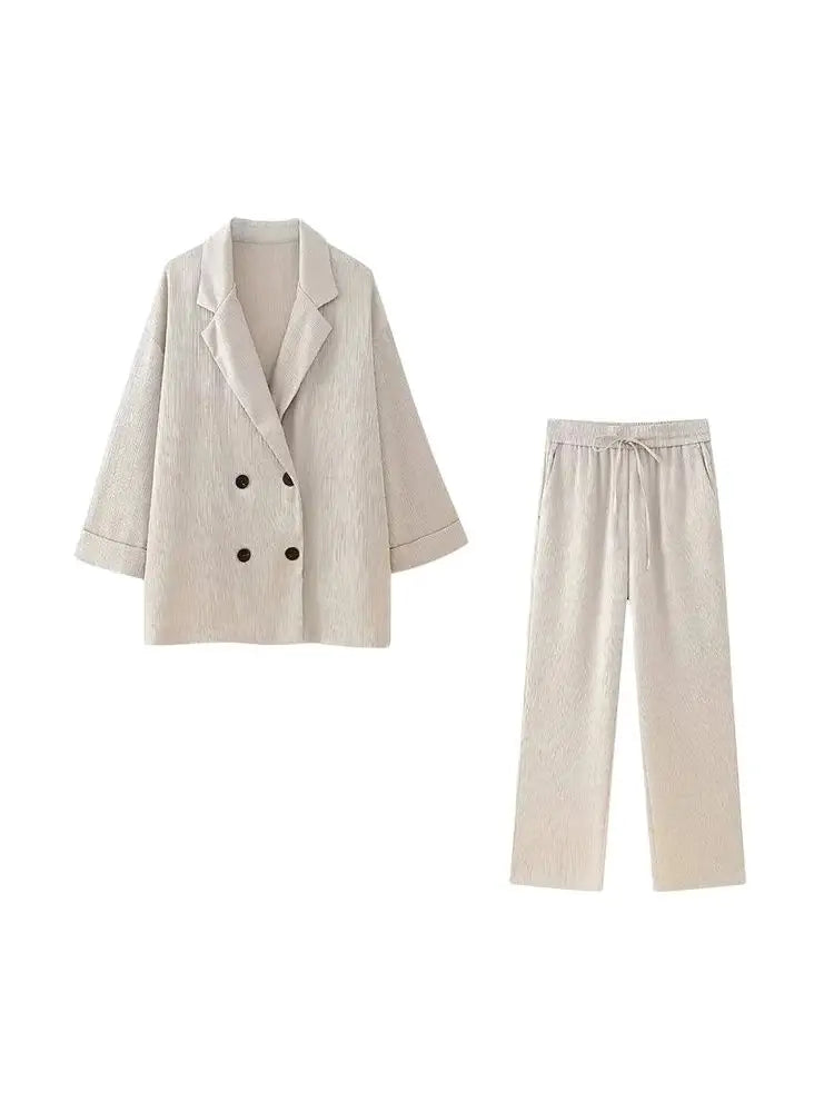 Ensemble Femme Élégant – Manteau Long & Pantalon Large