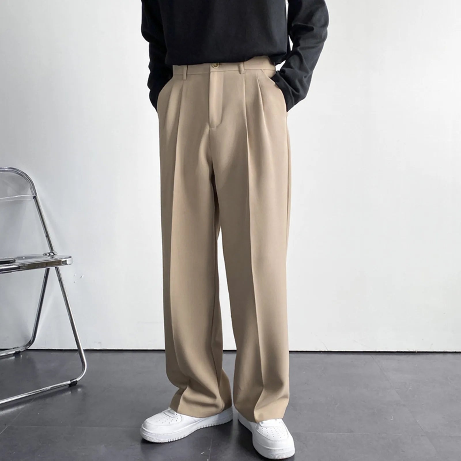 Pantalon Classique Homme – Coupe Droite & Style Décontracté Chic