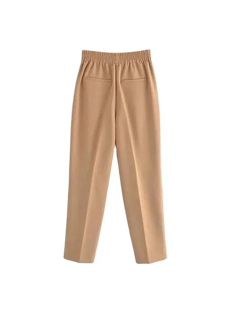 Pantalon Femme Vintage – Boutons Métalliques & Taille Haute