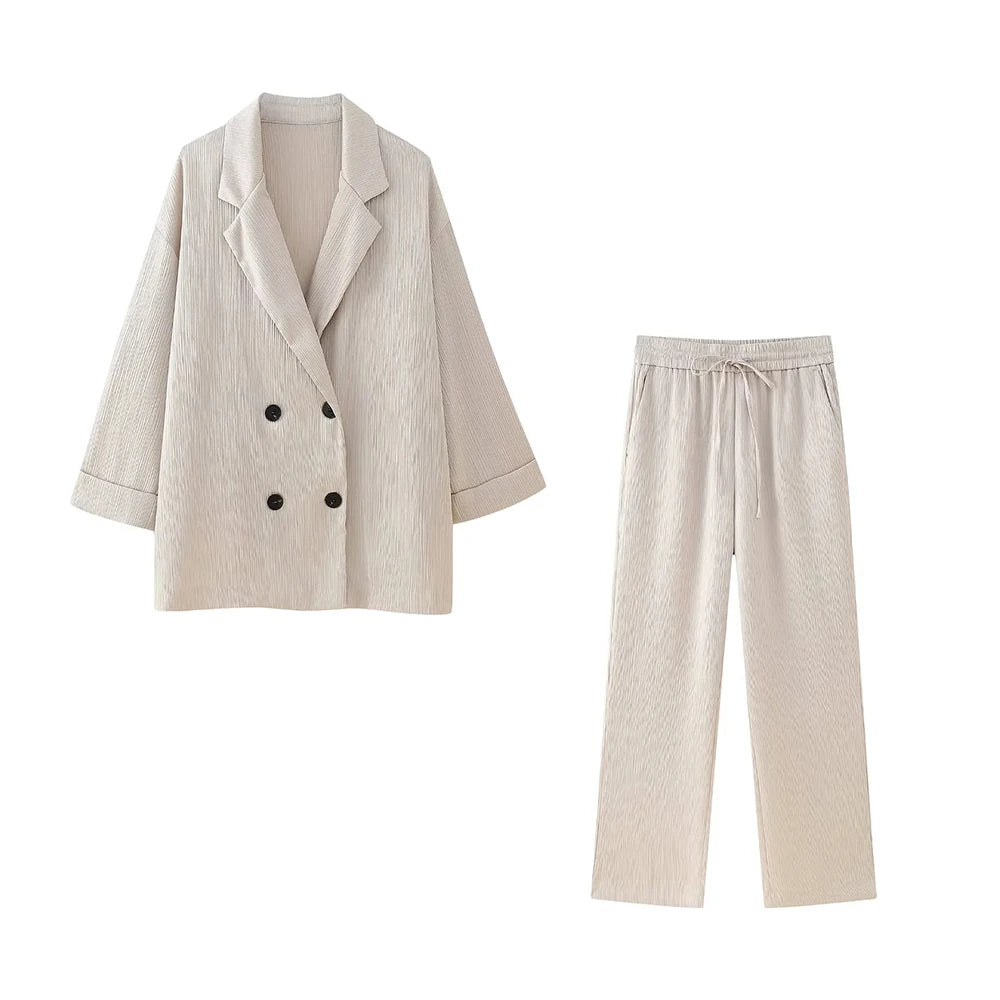 Ensemble Femme Élégant – Manteau Long & Pantalon Large