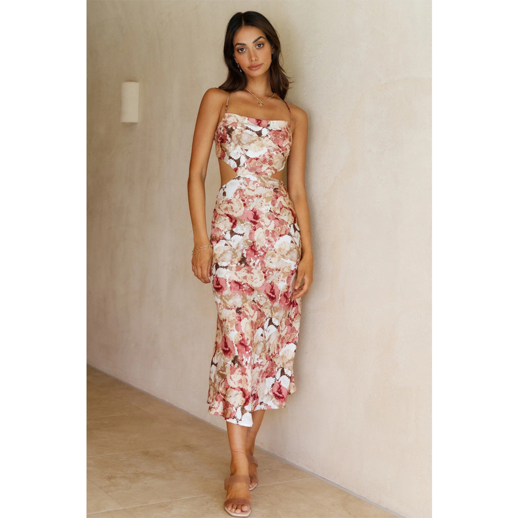 Robe d'Été à Bretelles Fines – Imprimé Fleuri & Dos Nu