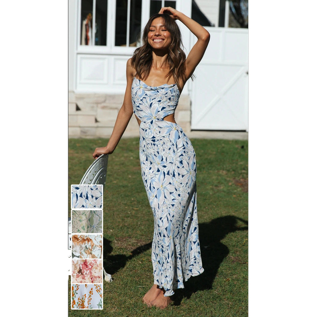 Robe d'Été à Bretelles Fines – Imprimé Fleuri & Dos Nu