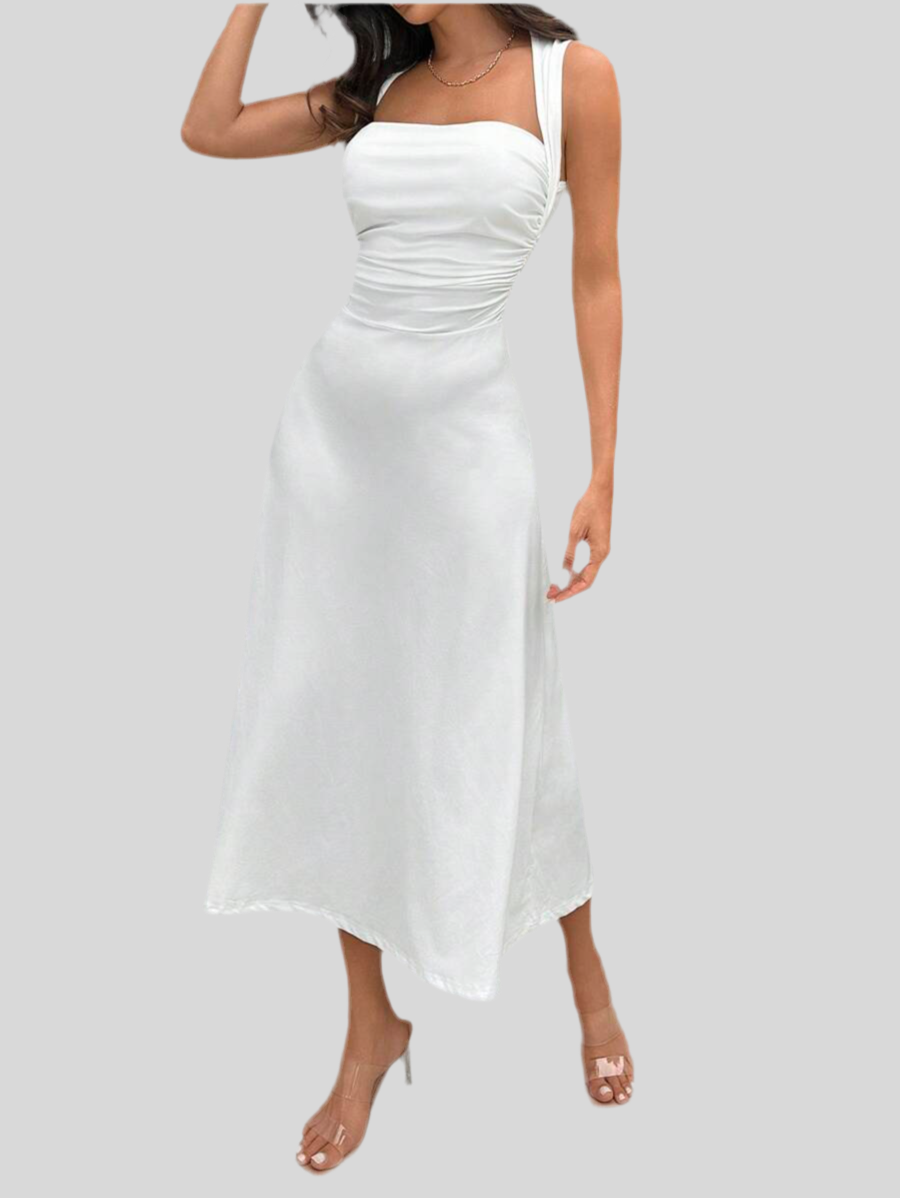 Robe longue plissée couleur unie SHEIN Privé pour femme