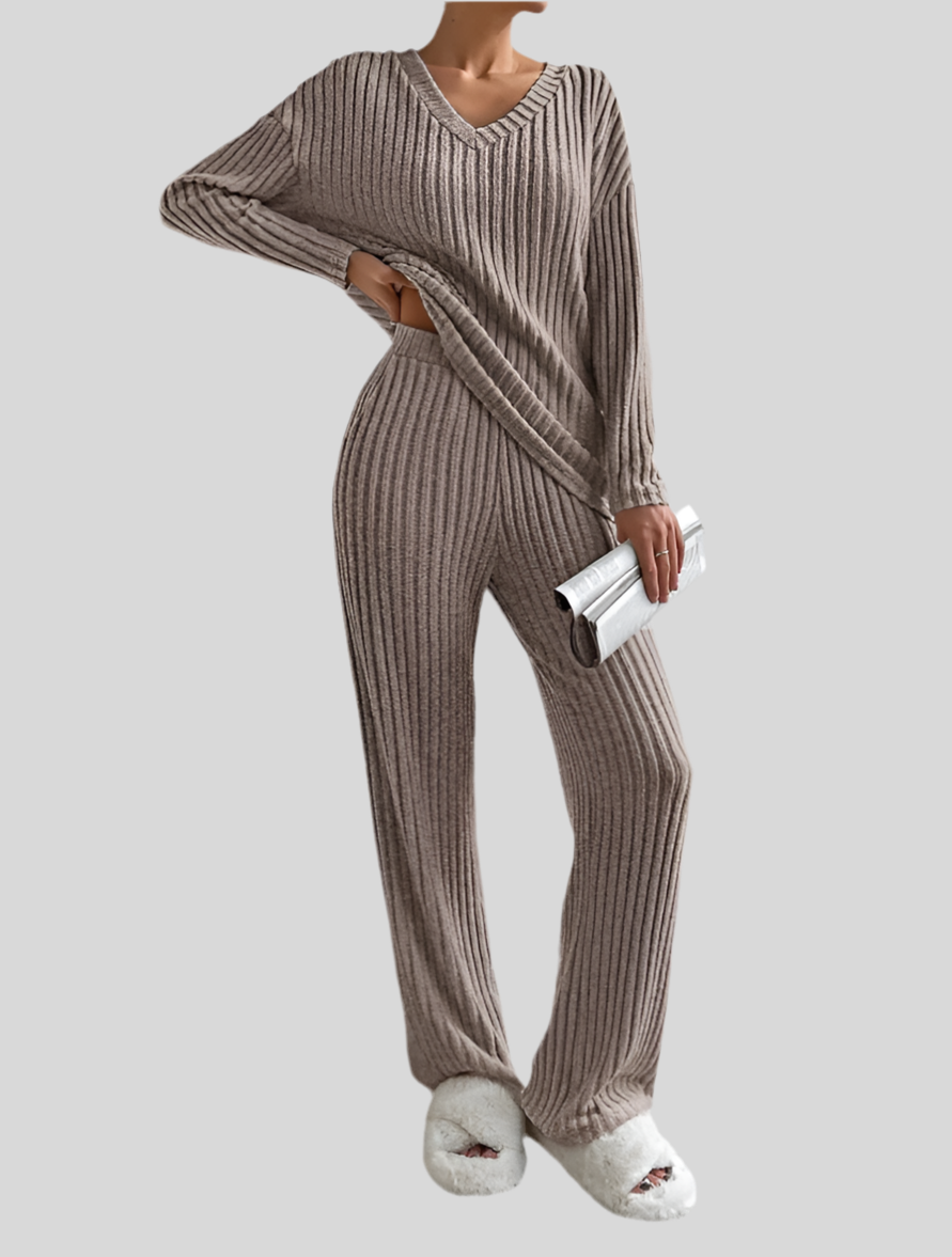 Ensemble Coréen Femme 2 Pièces – Pull &amp; Pantalon Large 