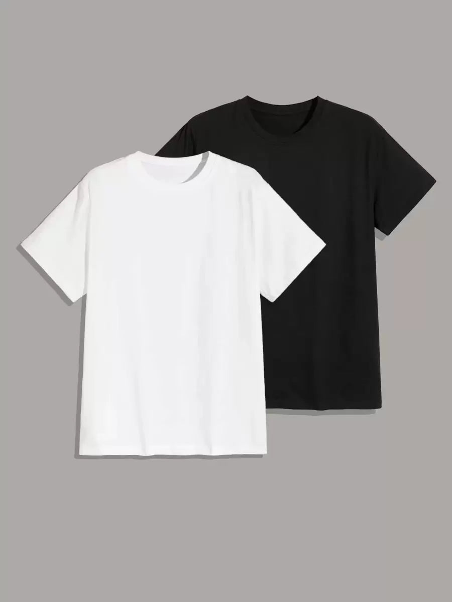 T-shirt Homme Uni à Col Rond et Manches Courtes