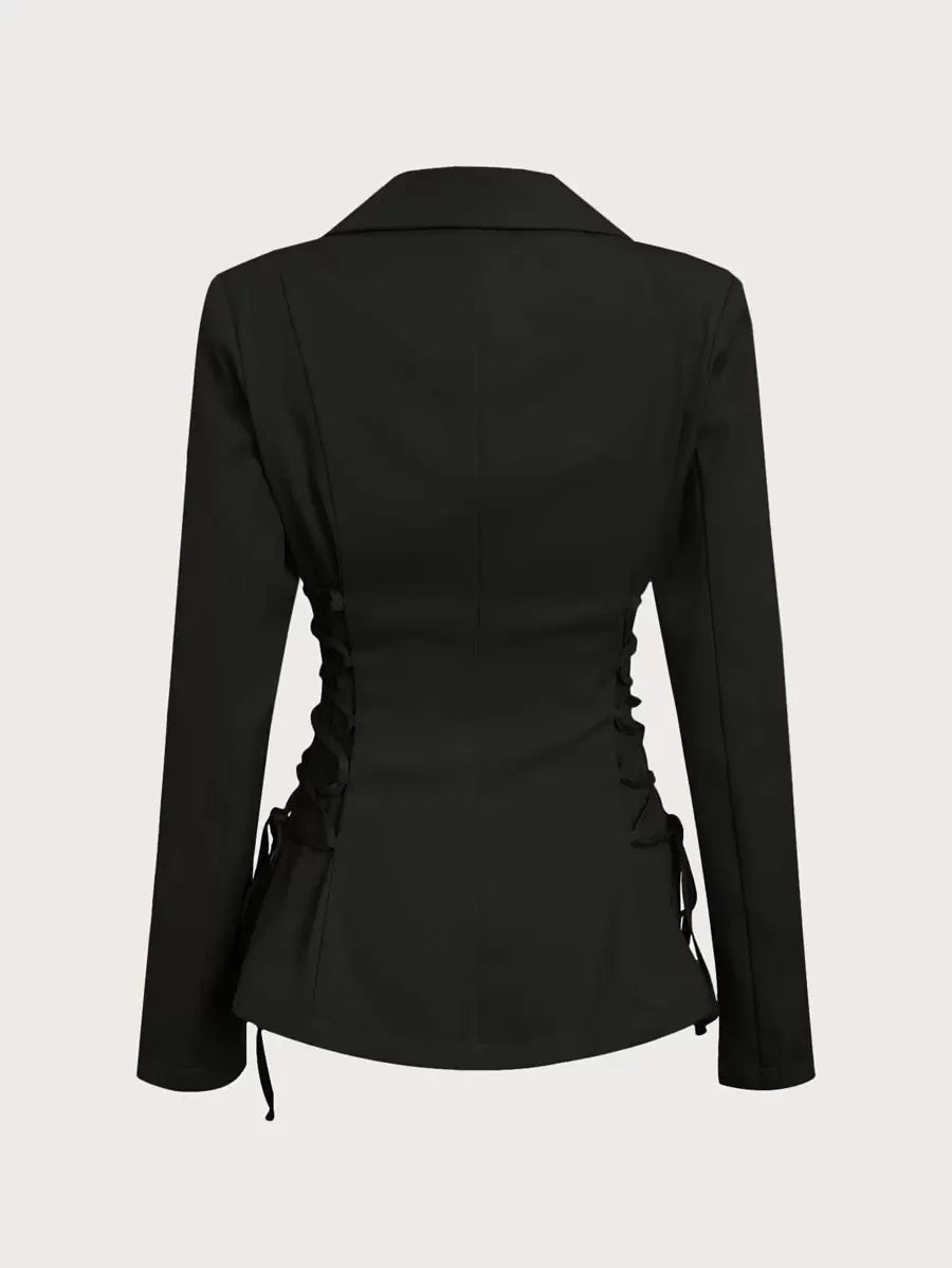 Blazer Femme Uni avec Lacets Latéraux
