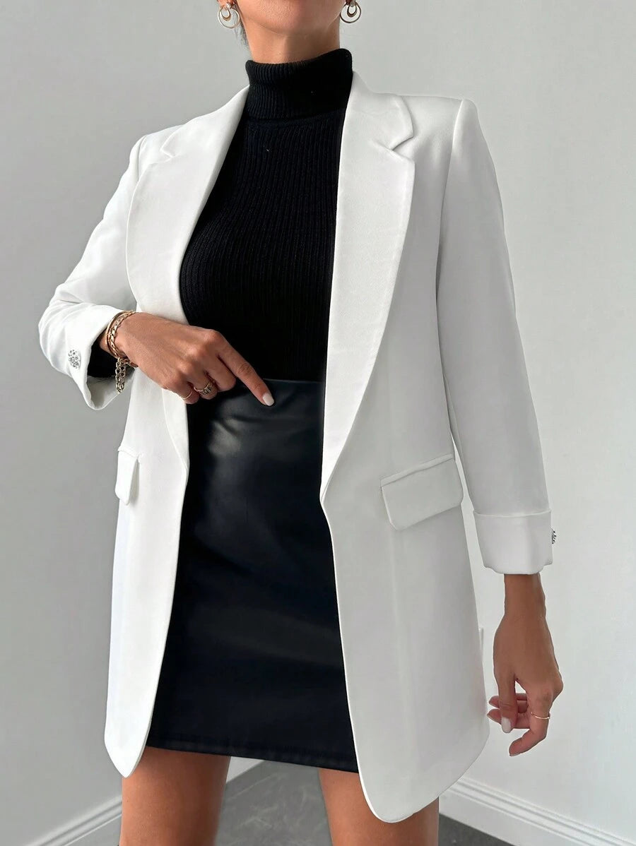 Veste Femme Élégante à Revers Minces