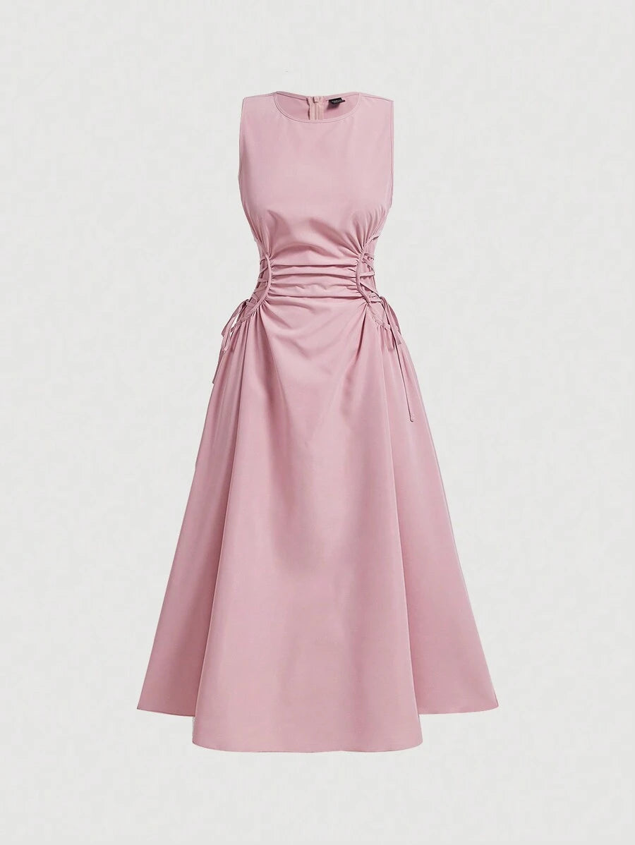 Robe Longue Unicolore à Volants Style Date Night