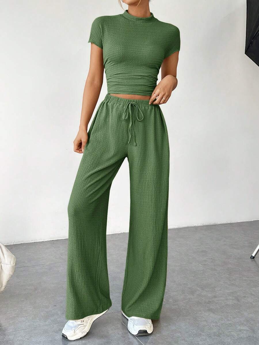 Ensemble Été Uni – Top Court &amp; Pantalon Fluide