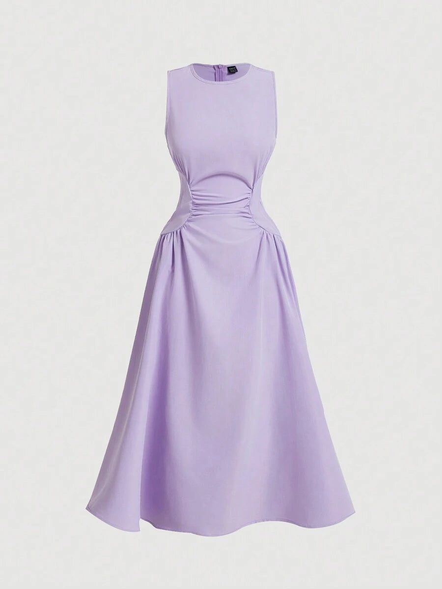 Robe Longue Unicolore à Volants Style Date Night