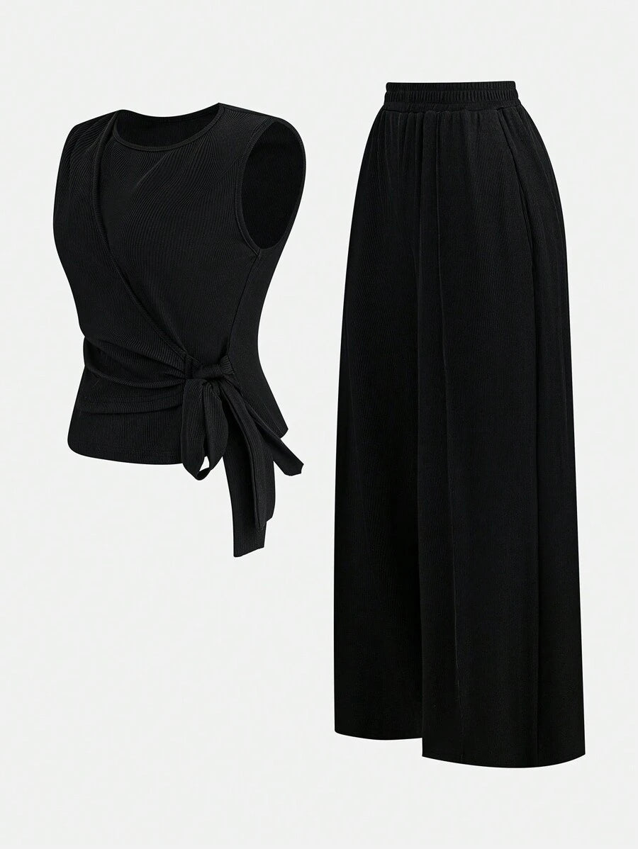 Ensemble décontracté – Débardeur Boutonné &amp; Pantalon