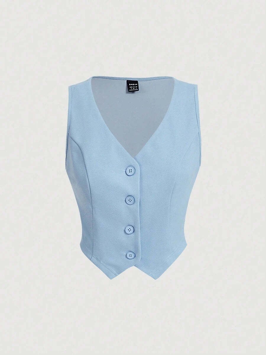 Tailleur Femme Bleu – Veste Boutonnée &amp; Pantalon