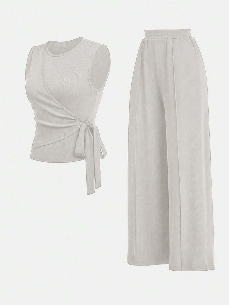 Ensemble décontracté – Débardeur Boutonné &amp; Pantalon