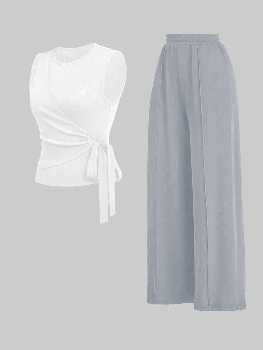 Ensemble décontracté – Débardeur Boutonné &amp; Pantalon