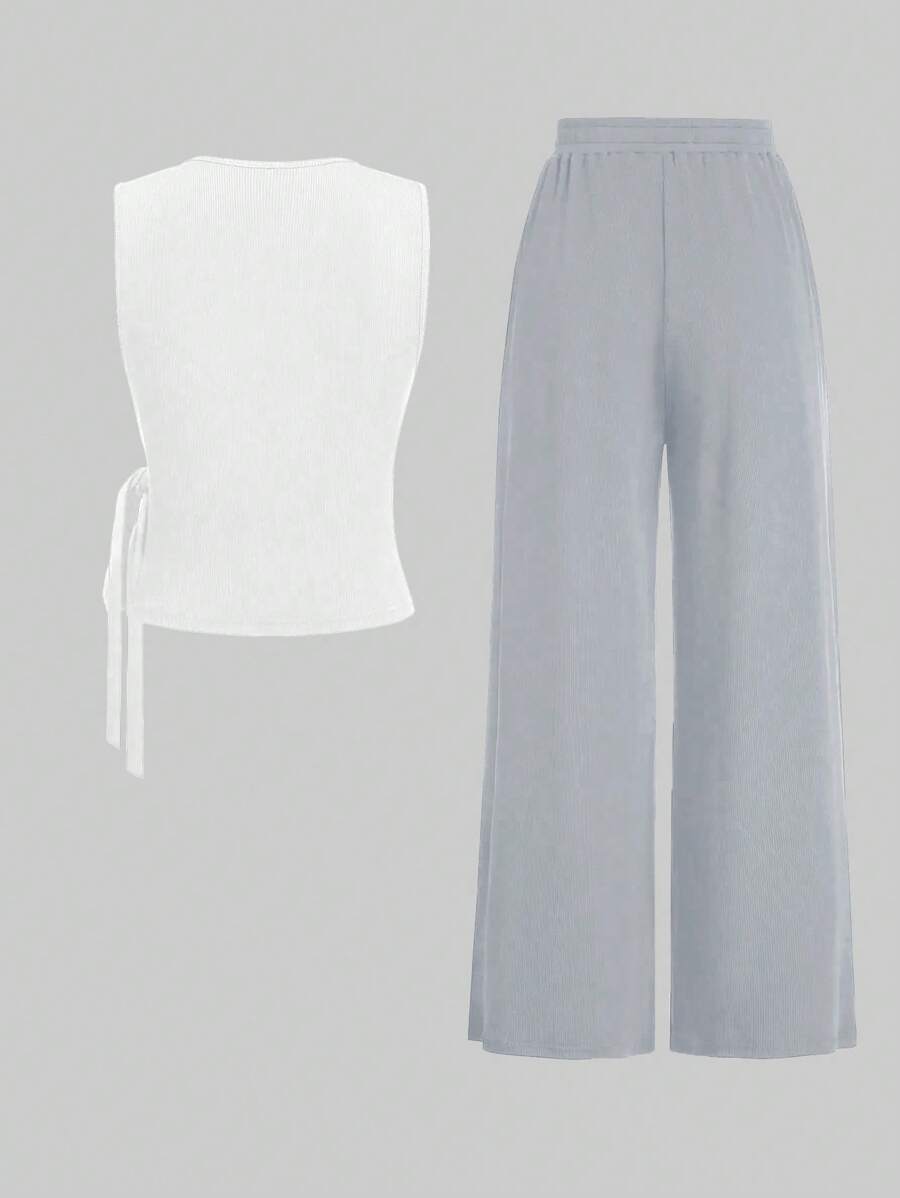 Ensemble décontracté – Débardeur Boutonné &amp; Pantalon