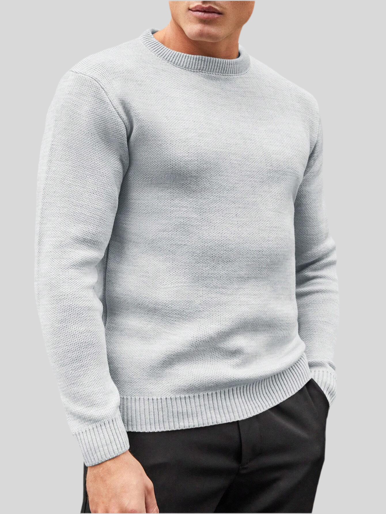 1. Pull Homme à Col Rond – Basique Doux pour Mi-Saison