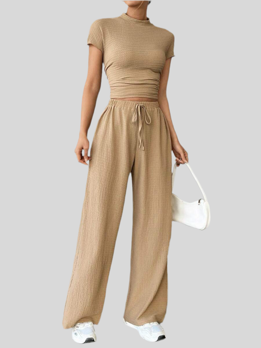 Ensemble Été Uni – Top Court &amp; Pantalon Fluide