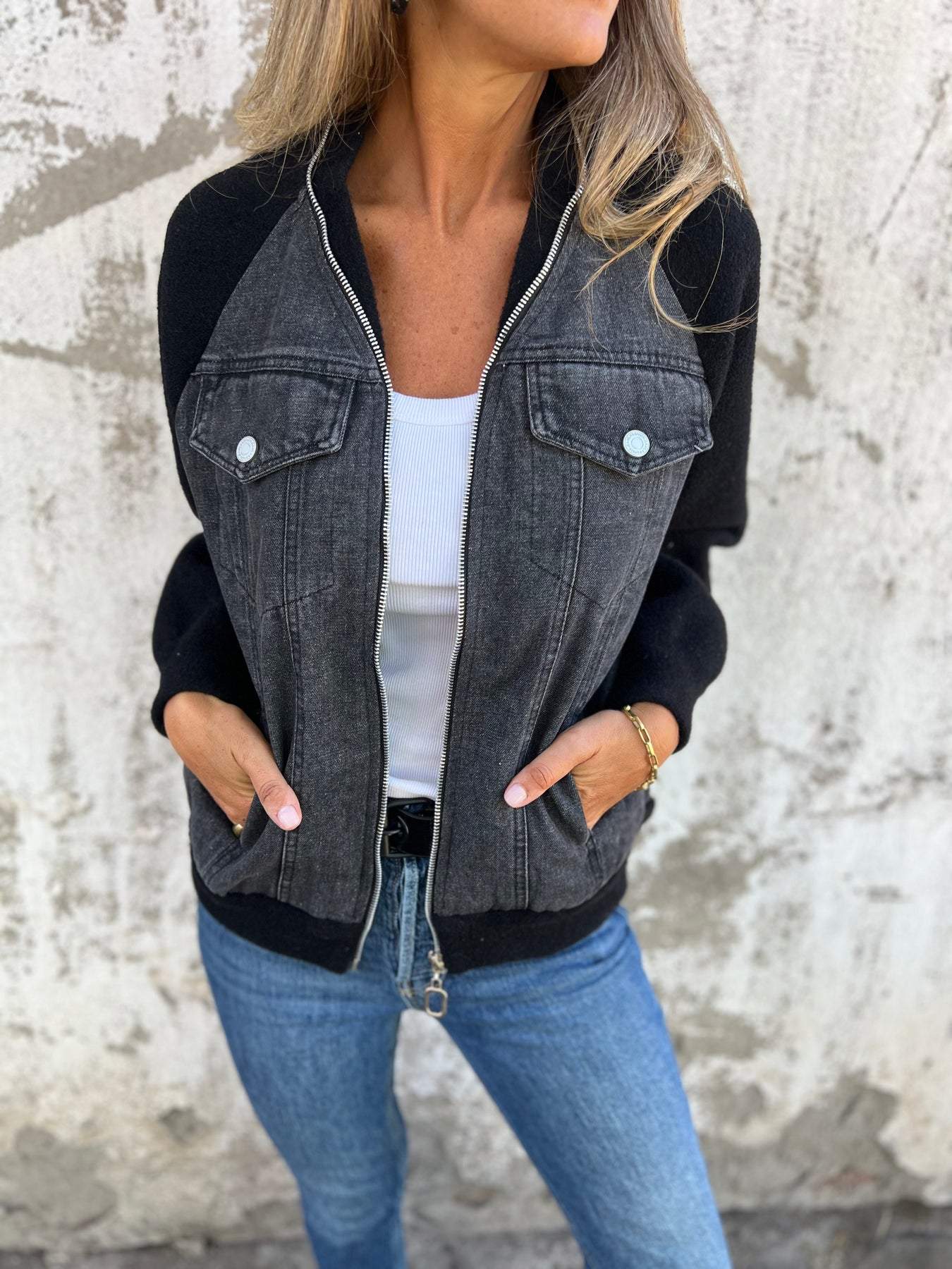 Veste Zippée Femme – décontractée à Col V