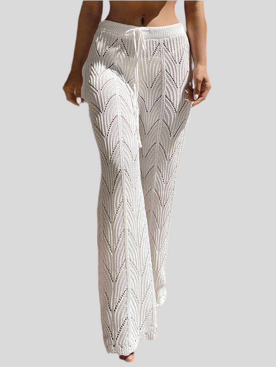 SHEIN Swim Summer Pantalon cache-maillot en maille pointelle avec cordon de serrage