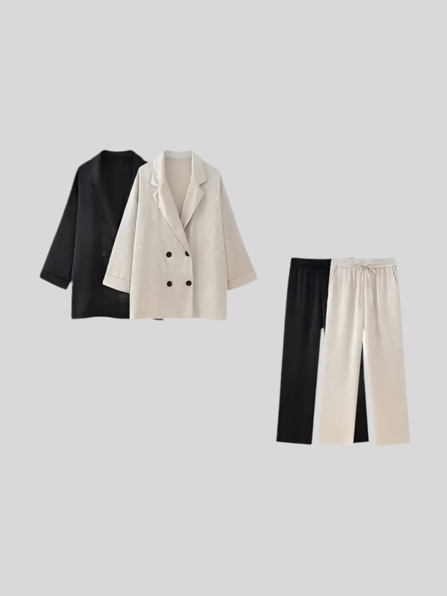Ensemble Femme Élégant – Manteau Long &amp; Pantalon Large